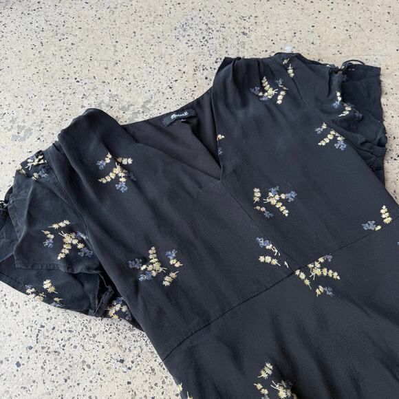 Madewell Silk Flutter-Sleeve Dress in Wisteria Sprig – Size 6 - Picture 2 of 4